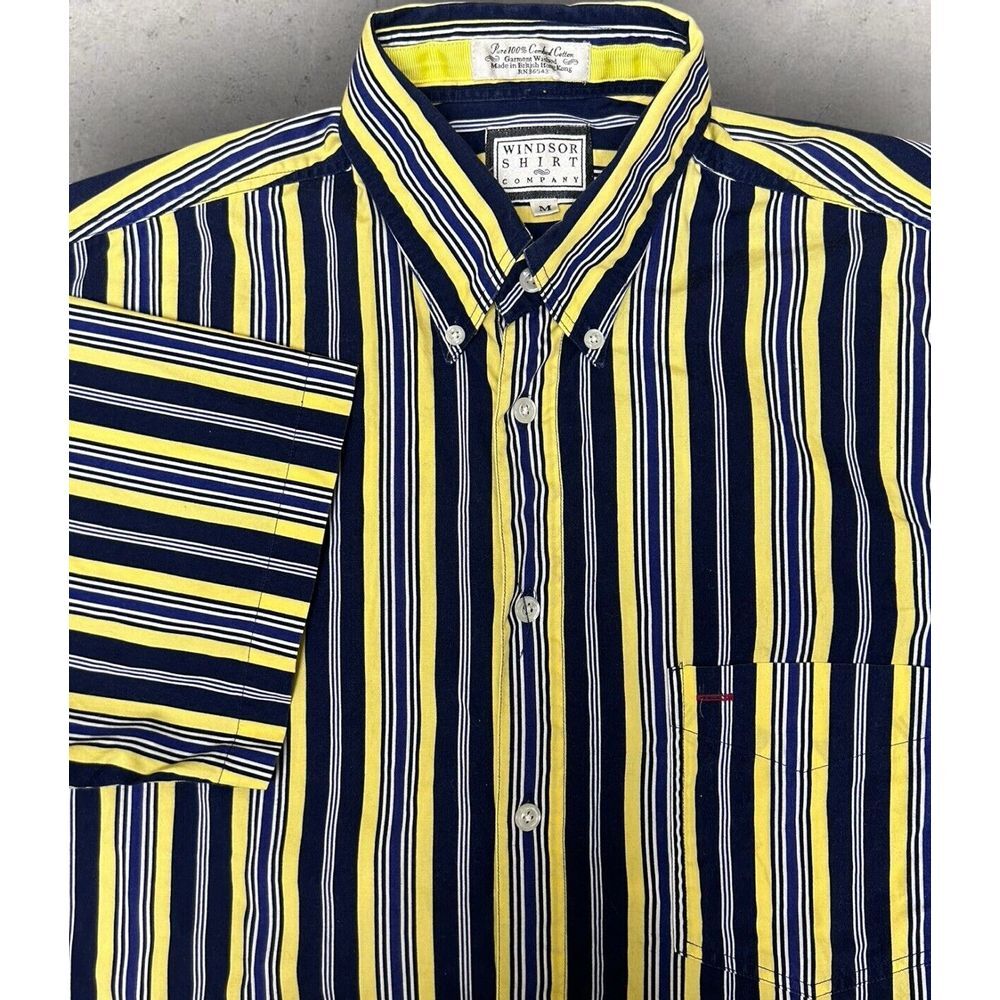 Vintage Windsor Shirt Company Stripe‎ Short Sleeve Button Up Shirt Size Medium